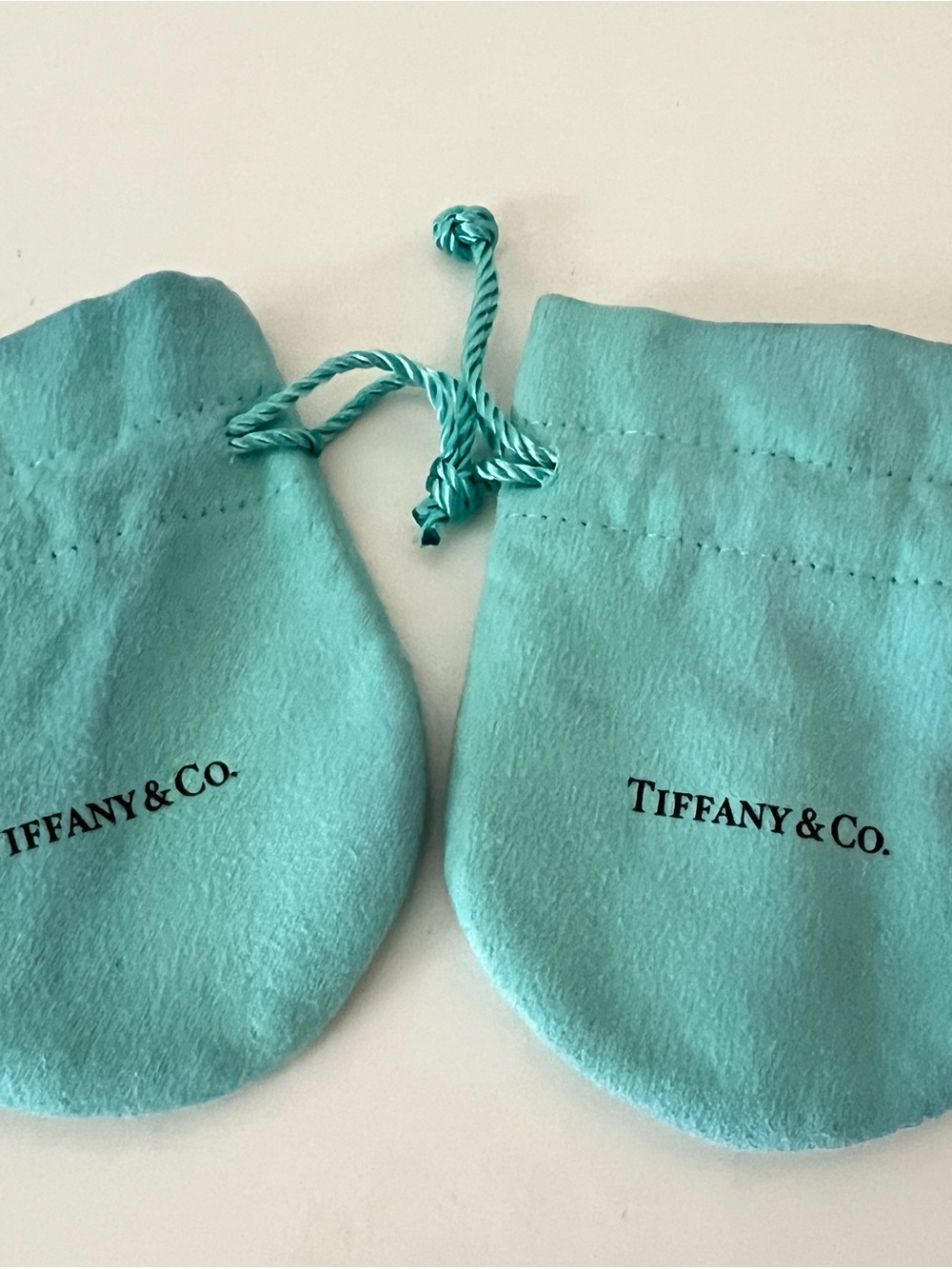 Lot Of 2 Tiffany Empty Packaging Small Blue Drawstring Closure Jewelry Pouch